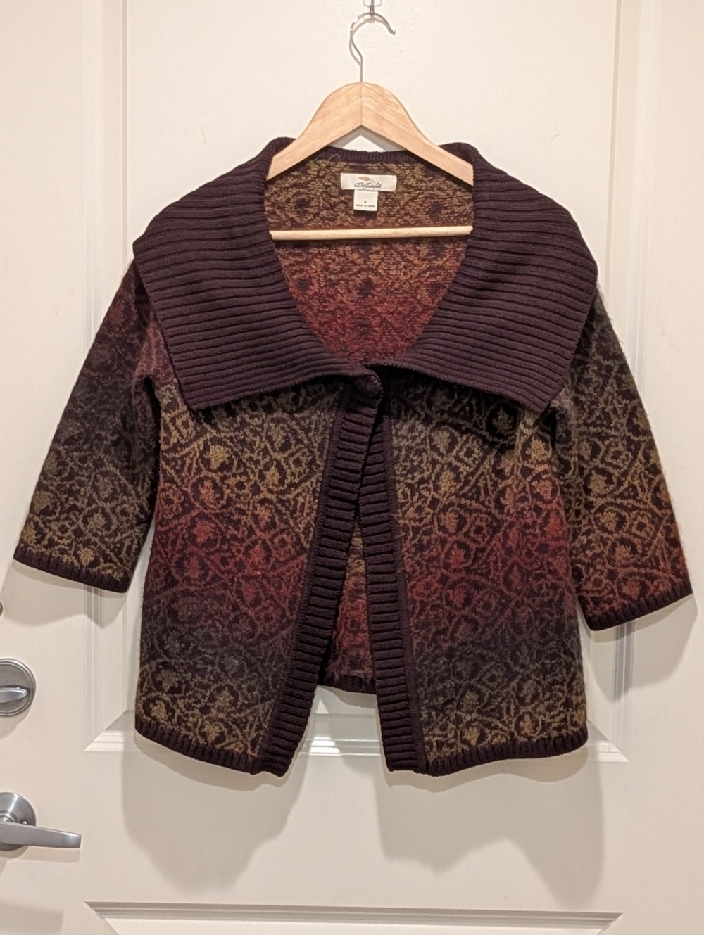 EUC Bob Timberlake S Soft Cotton Blend Green Brown and Red Ombre Crop Sweater